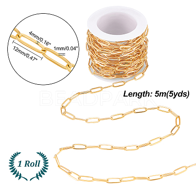 304 Stainless Steel Flat Paperclip Chains CHS-WH0001-06-1-1