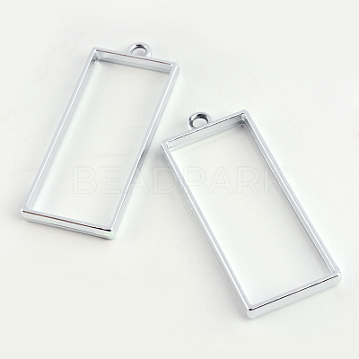 Rack Plating Alloy Rectangle Open Back Bezel Pendants X-PALLOY-S047-11D-FF-1