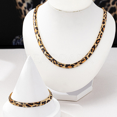 Alloy Leopard Print Snake Chain Necklaces & Bracelets Sets FS-WGE503A-01-1