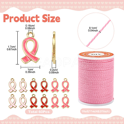 DIY Awareness Ribbon Alloy Enamel Pendant & Waxed Polyester Cord Making Kits DIY-YW0011-74-1