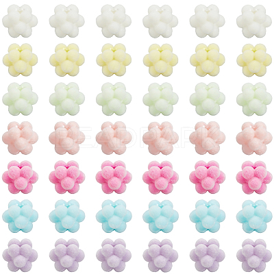 60Pcs Flocking Opaque Acrylic Beads MACR-SC0002-37-1