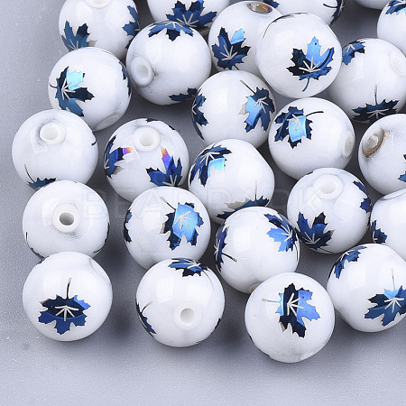 Autumn Theme Electroplate Glass Beads EGLA-S178-10C-1