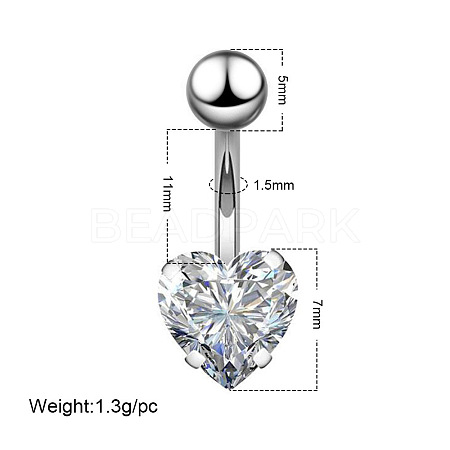 Clear Cubic Zirconia Belly Button Rings WG9960A-18-1
