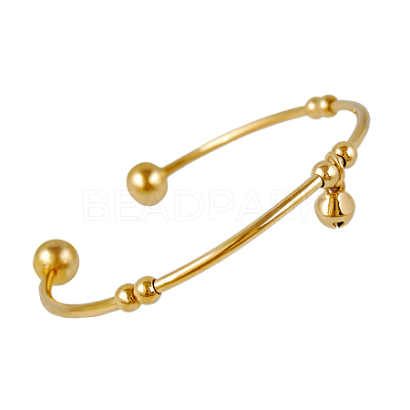 Beautiful Design Real 18K Gold Plated Brass Charm Torque Cuff Bangle BJEW-EE0001-06-1