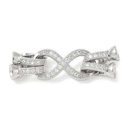 Brass Micro Pave Clear Cubic Zirconia Fold Over Clasps KK-U059-32P-1