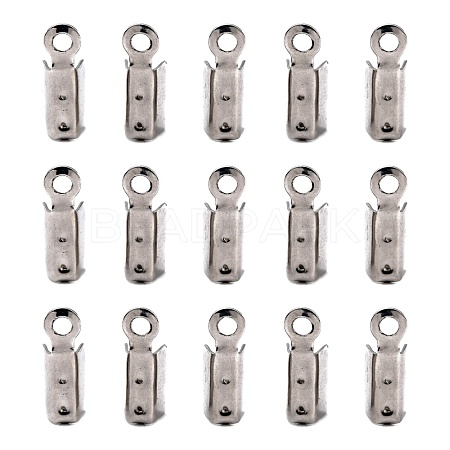 Tarnish Resistant 201 Stainless Steel Fold Over Crimp Cord Ends X-STAS-R055-08-1