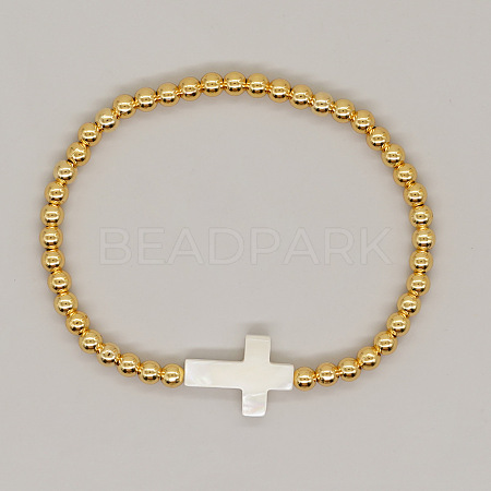 Gold Round Beaded Stretch Bracelets LZ3349-1-1