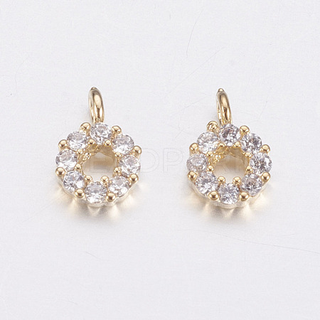 Long-Lasting Plated Brass Micro Pave Cubic Zirconia Charms X-KK-F741-53G-1