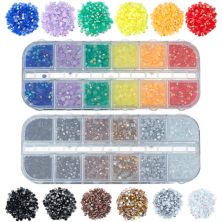 Olycraft 2 Boxes 2 Colors Pointed Back Resin Rhinestone Cabochons MRMJ-OC0003-04-1