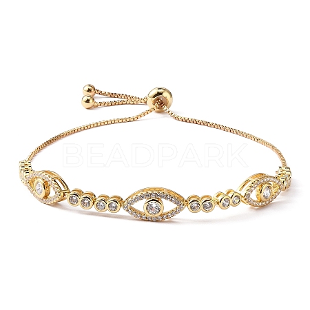 Horse Eye Cubic Zirconia Slider Bracelet BJEW-SZ0002-08D-1