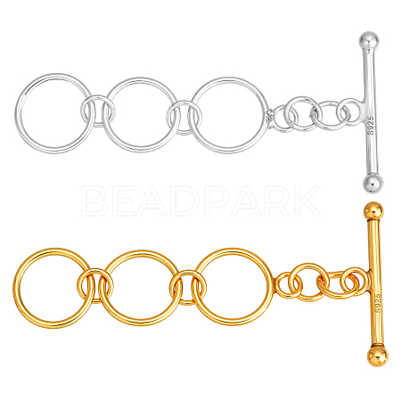 2Pcs 2 Colors 925 Sterling Silver Toggle Clasps STER-GA0001-41-1