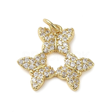 Brass Micro Pave Clear Cubic Zirconia Pendants KK-U005-01O-G-1