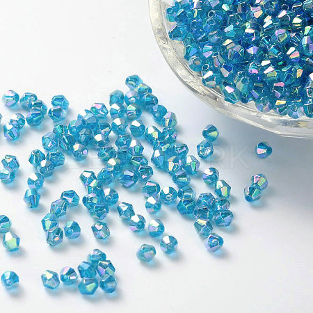Bicone AB Color Plated Eco-Friendly Transparent Acrylic Beads X-TACR-A003-4mm-26-1