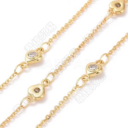 Clear Cubic Zirconia Heart Link Chains CHC-SZ0001-58-1