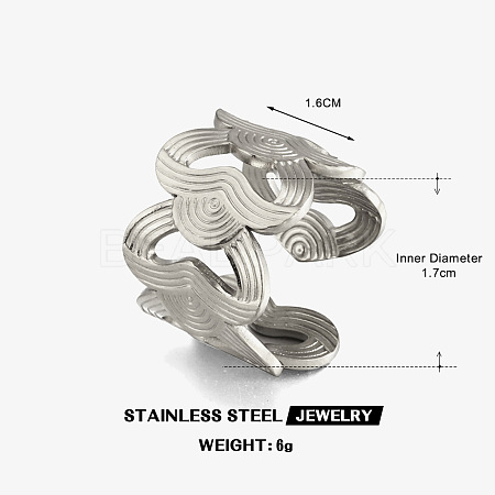 304 Stainless Steel Open Cuff Rings for Women WG62170-02-1