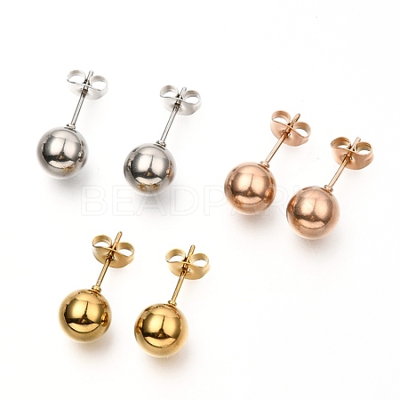 304 Stainless Steel Ball Stud Earrings EJEW-C501-10E-1