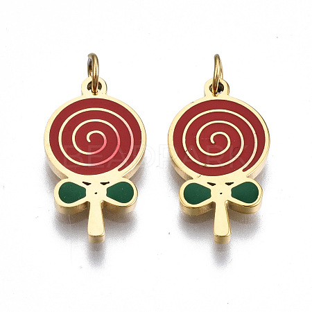 316 Surgical Stainless Steel Enamel Pendants STAS-S116-406G-1