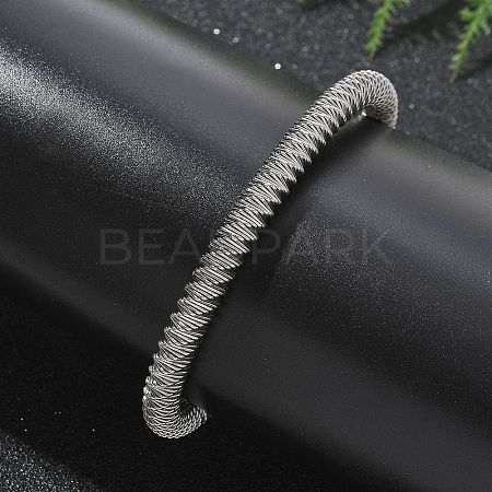 304 Stainless Steel Stretch Bangles for Women BJEW-P315-02G-P-1