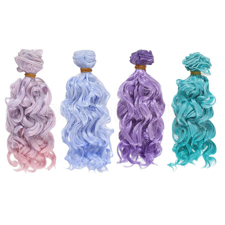 4Pcs 4 Colors PP Doll Wig Long Curly Hair DIY-GL0006-20A-1