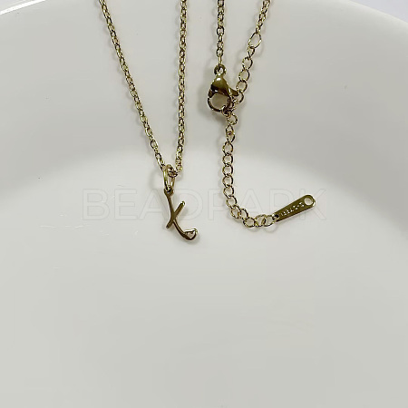 304 Stainless Steel Letter Pendant Necklaces NJEW-WH0027-04X-G-NR-1