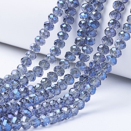 Electroplate Transparent Glass Beads Strands EGLA-A034-T2mm-Y04-1
