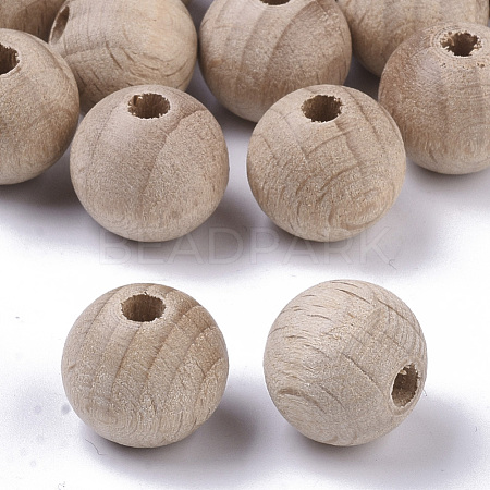 Undyed Natural Beech Wood Beads X-WOOD-T020-01B-1