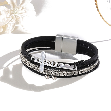Imitation Leather Mutli-strand Bracelets PW-WG3E9EB-03-1