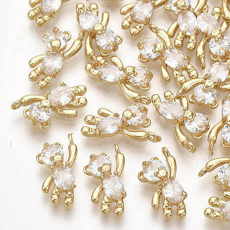 Brass Cubic Zirconia Charms X-KK-T035-117G-1