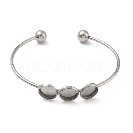 304 Stainless Steel Open Cuff Bangle Makings STAS-K320-01B-P-1