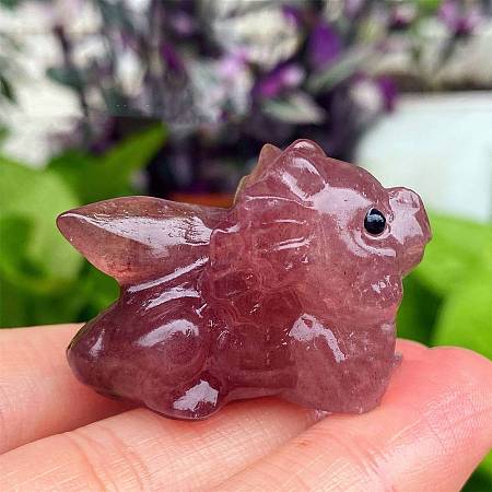 Natural Strawberry Quartz Carved Figurines Statues for Home Desktop Decoration PW-WG05555-12-1