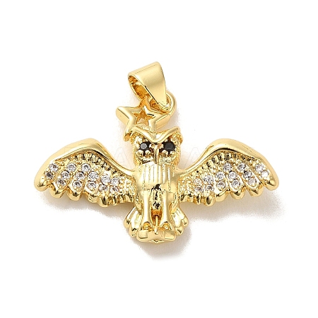Rack Plating Brass Micro Pave Clear Cubic Zirconia Pendants KK-C047-20A-G-1