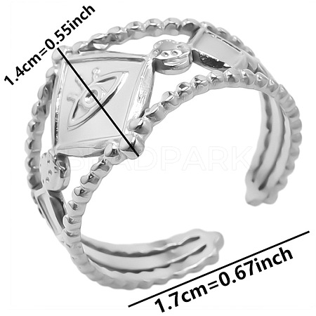 Geometric Eye Design Stainless Steel Cuff Ring for Unisex TA8948-1-1