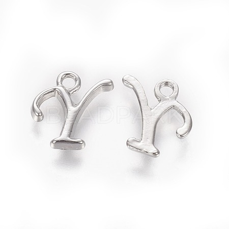 Rack Plating Alloy Alphabet Charms PALLOY-G255-P-Y-1