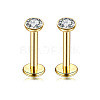 Flat Round Stainless Steel Clear Cubic Zirconia Internally Threaded Labrets WG955BE-06-1