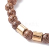 Natural Wenge Wood Round Beaded Stretch Bracelet with Synthetic Hematite for Men Women BJEW-JB07549-03-4