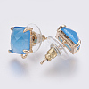 Faceted Glass Stud Earring Findings GLAA-F084-C06-2
