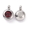 Trendy Original Color 304 Stainless Steel Grade A Rhinestone Flat Round Charm Pendants RB-M030-06F-2