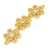 Brass Pave Clear Cubic Zirconia Three Flower Links Connector Charms KK-P277-61G-2