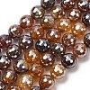 Electroplated Natural Agate Beads Strands G-B191-A07-10mm-13-2
