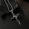 Alloy Black Enamel Ring Cross Pendant Necklaces NJEW-R001-05P-1