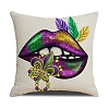 Mardi Gras Carnival Theme Linen Pillow Covers AJEW-H146-02A-1