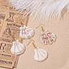 Copper Wire Wrapped Natural Scallop Shell Dangle Earring for Women EJEW-JE04721-4