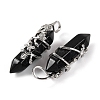 Natural Obsidian Double Terminal Pointed Pendants G-C144-03P-11-2