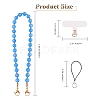 Natural & Dyed Malaysia Jade & 304 Stainless Steel Round Beaded Mobile Straps HJEW-SW00043-04-2
