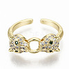 Brass Micro Pave Clear Cubic Zirconia Cuff Rings RJEW-S044-076-NF-3