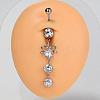 304 Stainless Steel Pave Clear Cubic Zirconia Curved Barbell Dangle Belly Rings FS-WG828D7-10-1