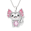 Alloy Pink Enamel Animal Axolotl Pendant Necklaces for Women FS-WGED7AD-02-1