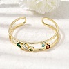 Flat Round Brass Micro Pave Cubic Zirconia Double Layer Cuff Bangles for Women BJEW-K274-16G-2