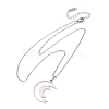 304 Stainless Steel Double Hollow Moon Pendant Cable Chain Necklaces for Men Women NJEW-K308-01E-P-4