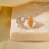 Adjustable 304 Stainless Steel Cuff Rings for Women RJEW-B135-01GP-06-1